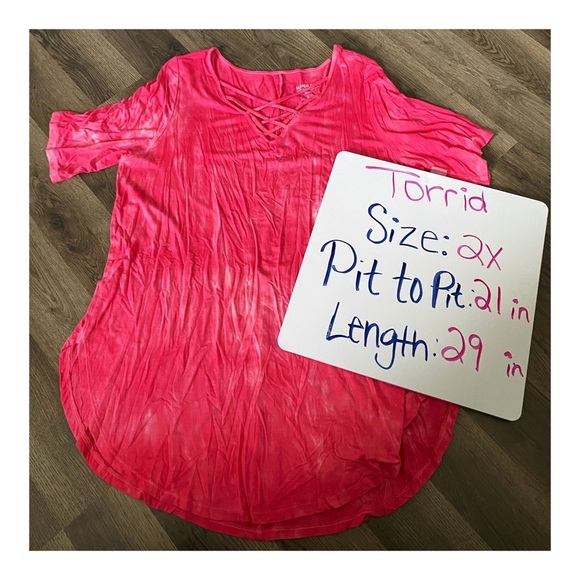 TORRID Pink Tie Dye Strappy T Shirt - Picture 7 of 8